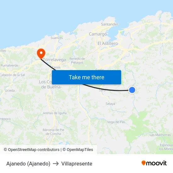 Ajanedo (Ajanedo) to Villapresente map