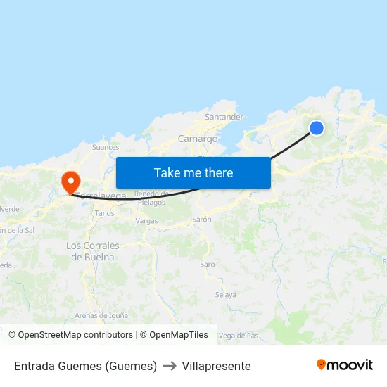 Entrada Guemes (Guemes) to Villapresente map