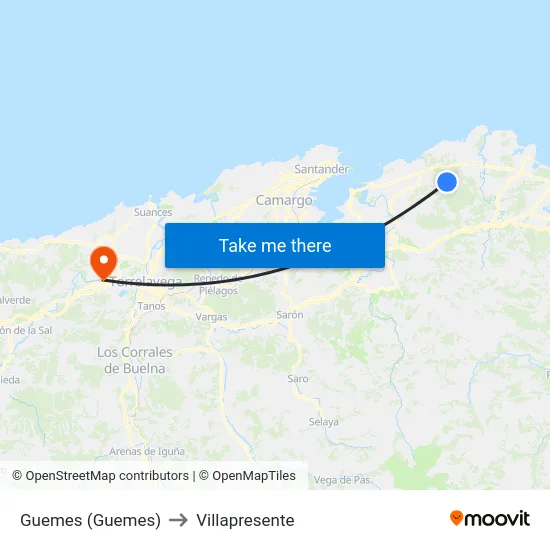 Guemes (Guemes) to Villapresente map