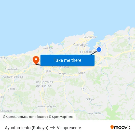 Ayuntamiento (Rubayo) to Villapresente map