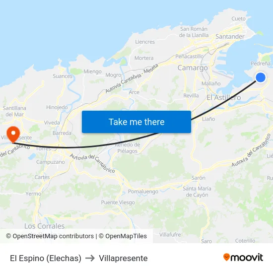 El Espino (Elechas) to Villapresente map
