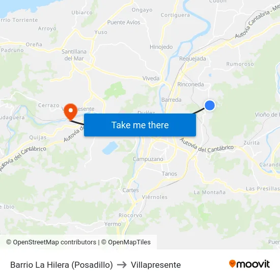 Barrio La Hilera (Posadillo) to Villapresente map