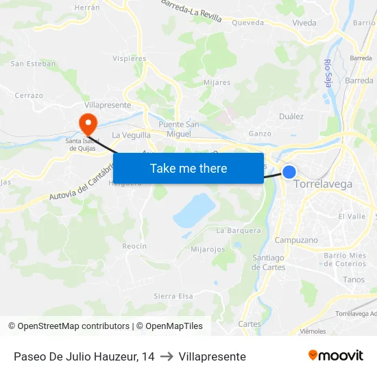 Paseo De Julio Hauzeur, 14 to Villapresente map
