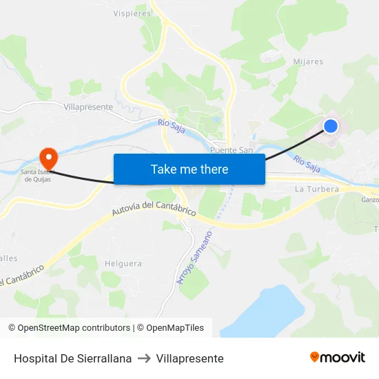 Hospital De Sierrallana to Villapresente map