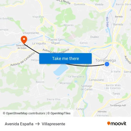 Avenida España to Villapresente map