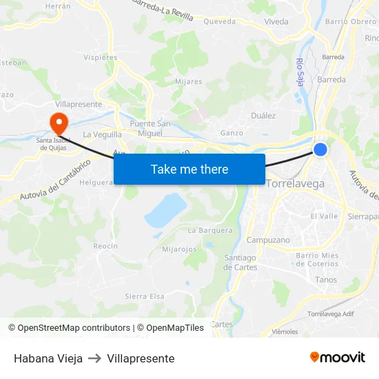 Habana Vieja to Villapresente map