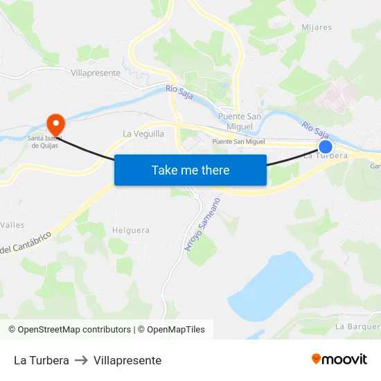 La Turbera to Villapresente map