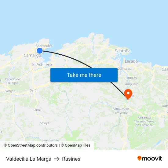 Valdecilla La Marga to Rasines map