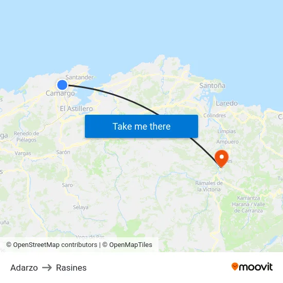 Adarzo to Rasines map