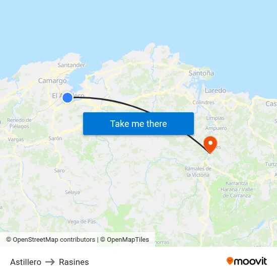 Astillero to Rasines map