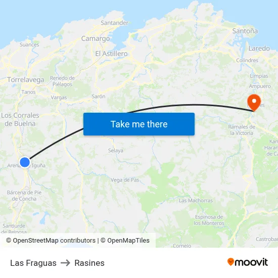 Las Fraguas to Rasines map