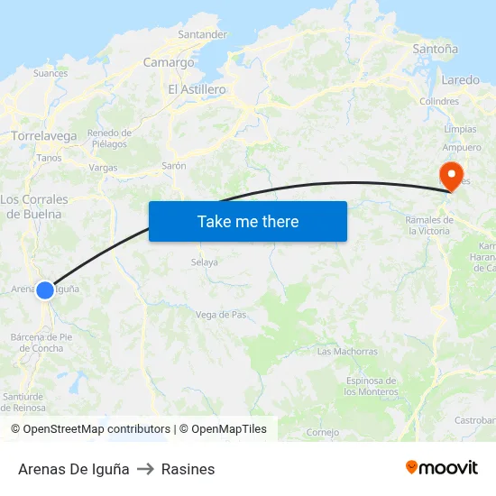 Arenas De Iguña to Rasines map