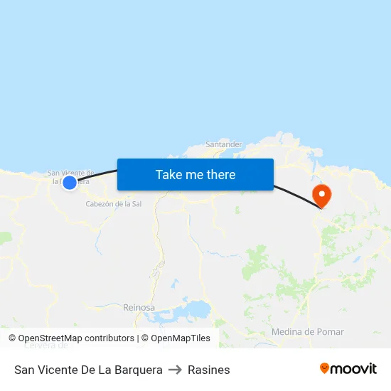 San Vicente De La Barquera to Rasines map