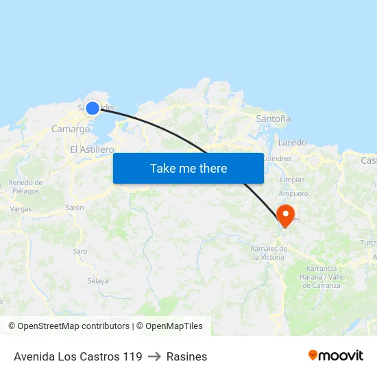 Avenida Los Castros 119 to Rasines map