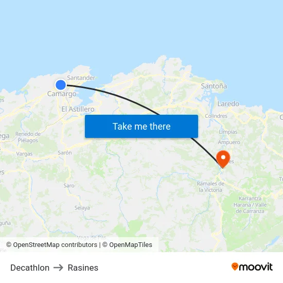 Decathlon to Rasines map