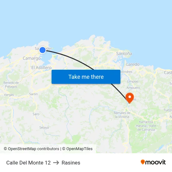 Calle Del Monte 12 to Rasines map