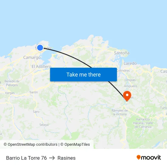 Barrio La Torre 76 to Rasines map