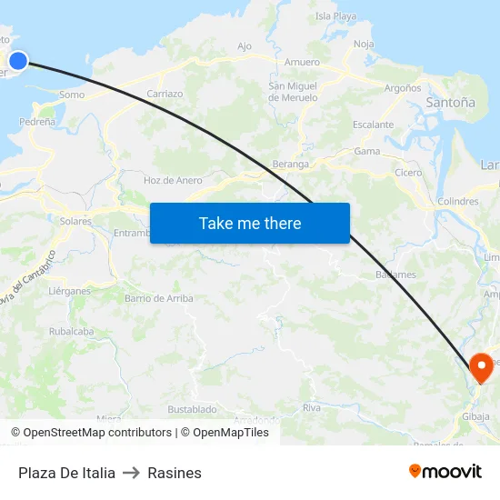 Plaza De Italia to Rasines map
