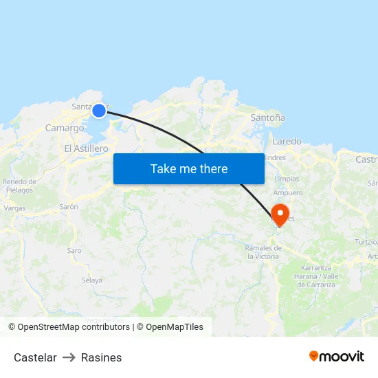 Castelar to Rasines map