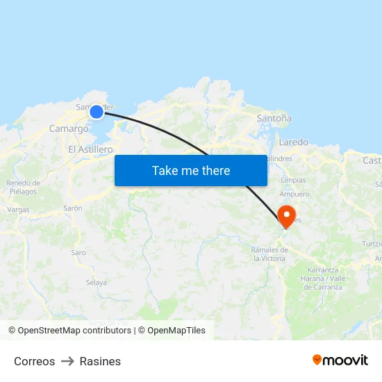 Correos to Rasines map