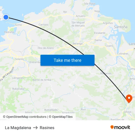 La Magdalena to Rasines map