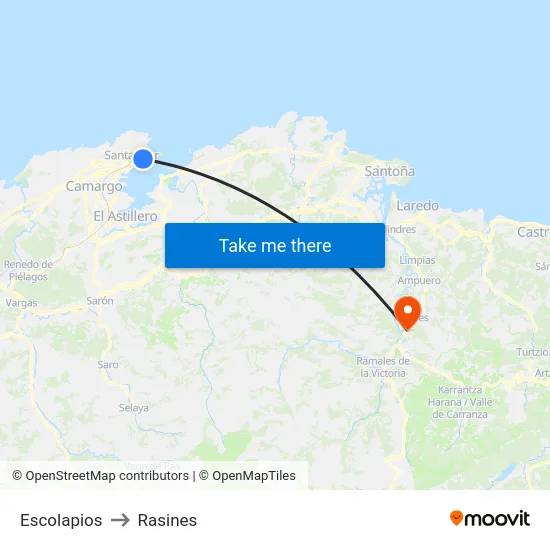 Escolapios to Rasines map