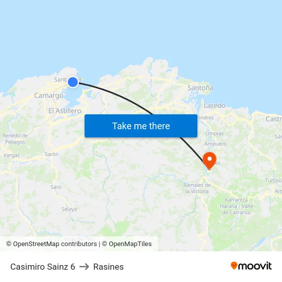 Casimiro Sainz 6 to Rasines map