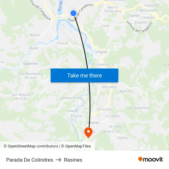 Parada De Colindres to Rasines map