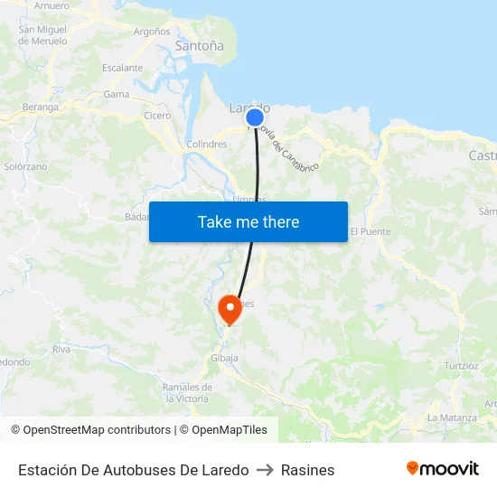Estación De Autobuses De Laredo to Rasines map