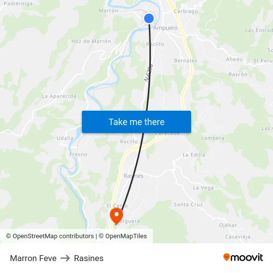 Marron Feve to Rasines map