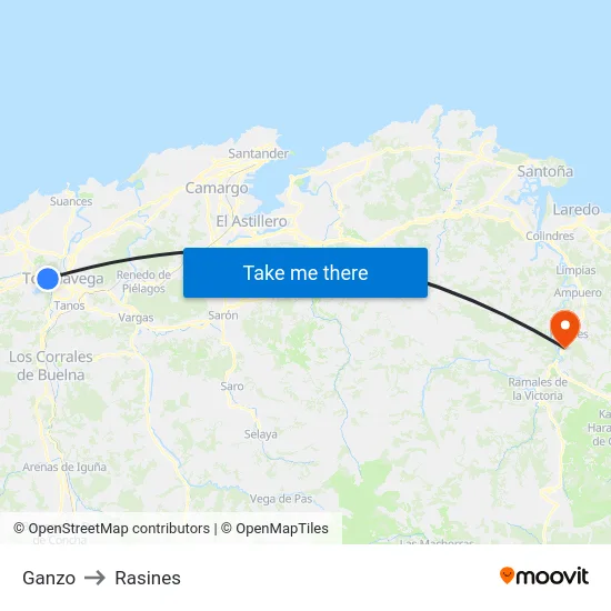 Ganzo to Rasines map