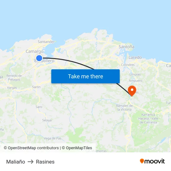Maliaño to Rasines map