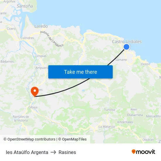 Ies Ataúlfo Argenta to Rasines map