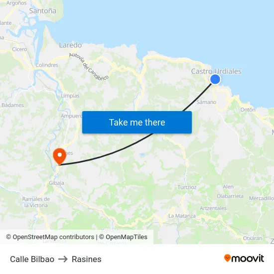 Calle Bilbao to Rasines map
