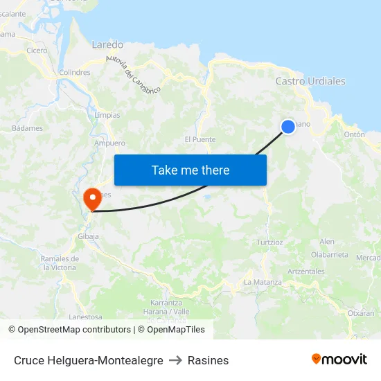 Cruce Helguera-Montealegre to Rasines map
