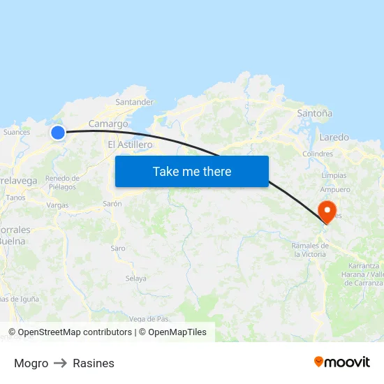 Mogro to Rasines map