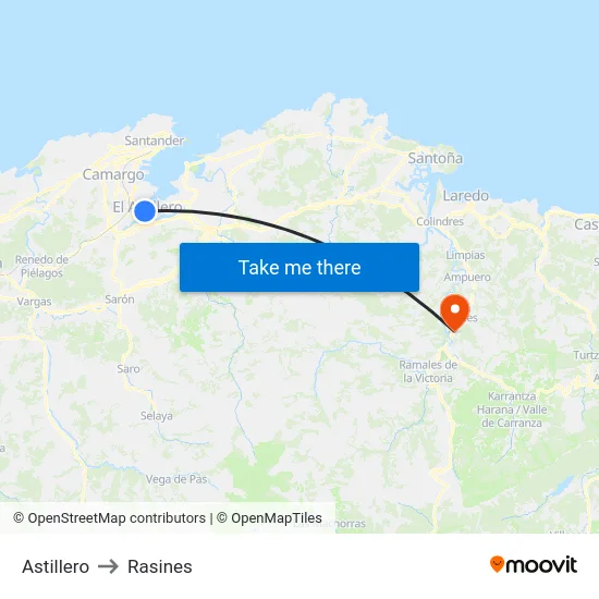 Astillero to Rasines map