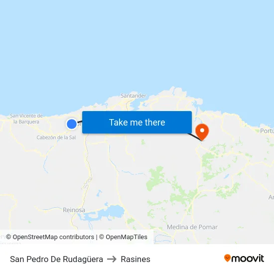 San Pedro De Rudagüera to Rasines map