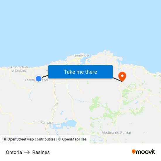 Ontoria to Rasines map