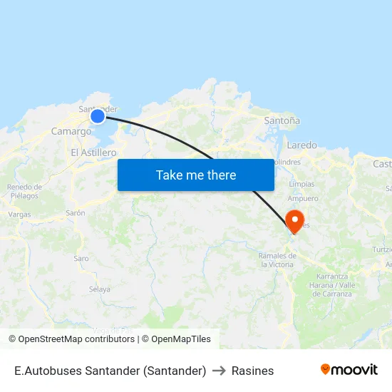 E.Autobuses Santander (Santander) to Rasines map
