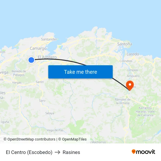 El Centro (Escobedo) to Rasines map