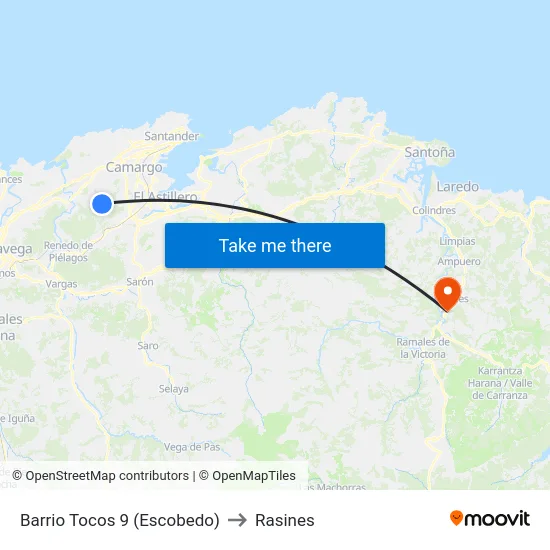 Barrio Tocos 9 (Escobedo) to Rasines map