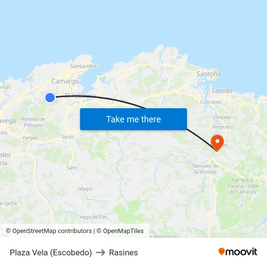 Plaza Vela (Escobedo) to Rasines map