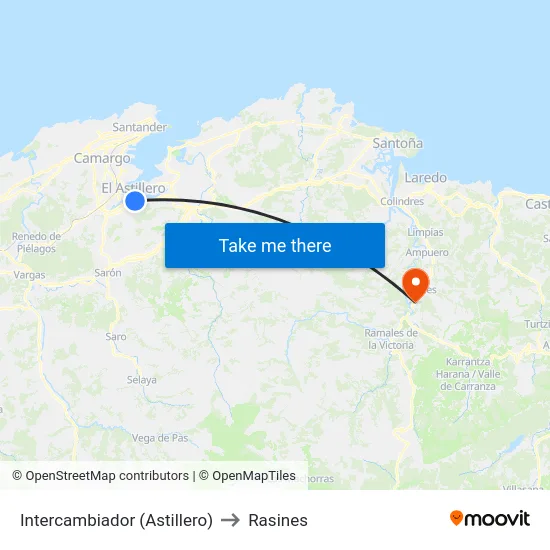 Intercambiador (Astillero) to Rasines map