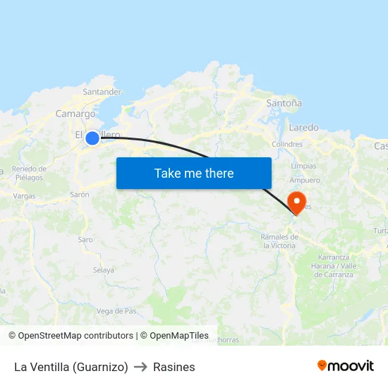 La Ventilla (Guarnizo) to Rasines map