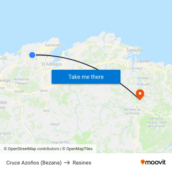 Cruce Azoños (Bezana) to Rasines map