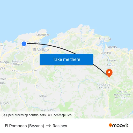 El Pomposo (Bezana) to Rasines map