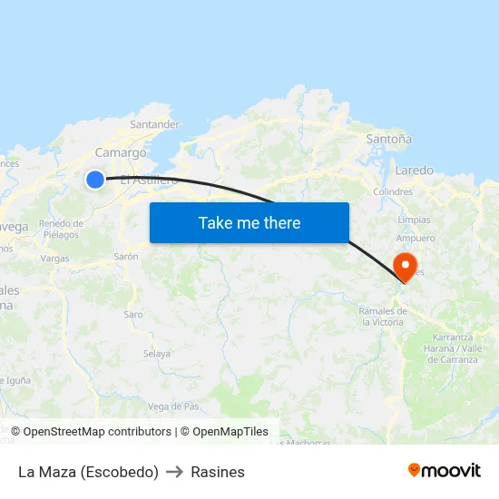 La Maza (Escobedo) to Rasines map