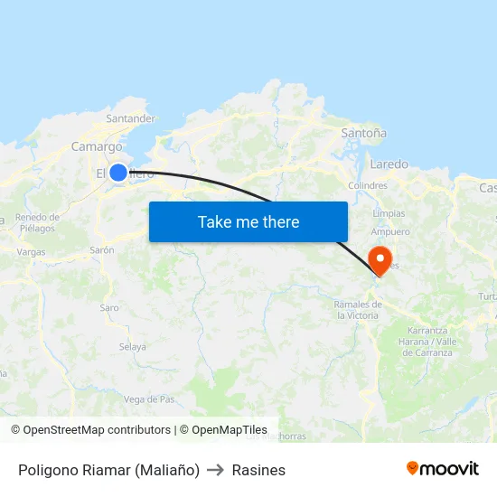 Poligono Riamar (Maliaño) to Rasines map