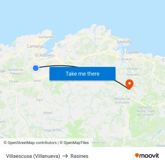 Villaescusa (Villanueva) to Rasines map